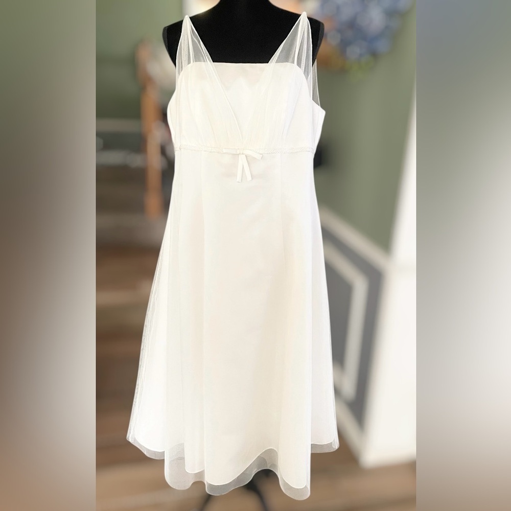 David’s Bridal Tulle Tea-Length Ivory Wedding dress gown plus women’s 18W midi